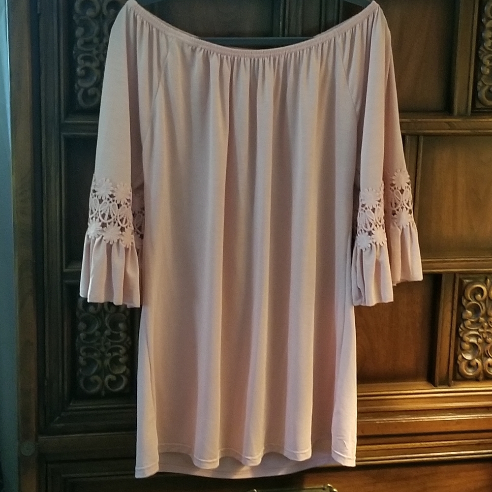 Off the shoulder Tunic, Bell sleeves & Crocheted Lace